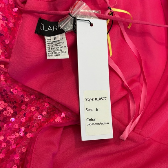 New CLARISSE Iridescent Fuchsia Sequin Gown Size 6 - Picture 8 of 10